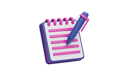3D Icon of a Notebook and Pen