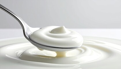 Spoonful of Creamy White Yogurt