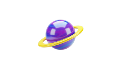 3D Rendered Planet with Yellow Ring