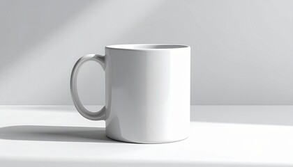 Obraz premium Blank white coffee mug on clean white surface and background