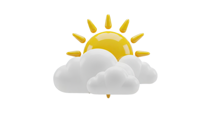 3D Sun and Clouds Icon