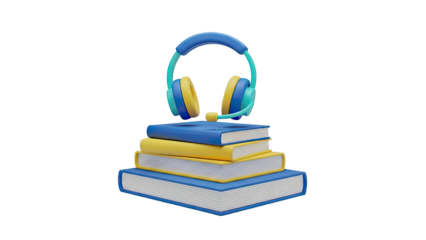Headphones atop a Stack of Books