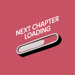 next chapter loading; progress bar pulses on pink field as transition and anticipation take center stage