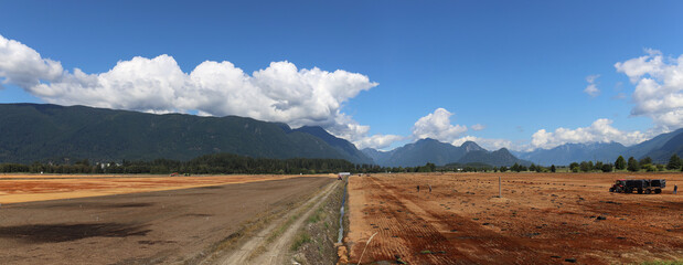 Mountain scenery with work on farm land