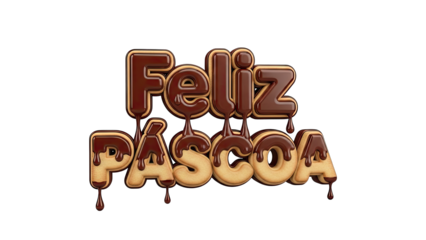 Feliz Pascua text with chocolate and cookie letters