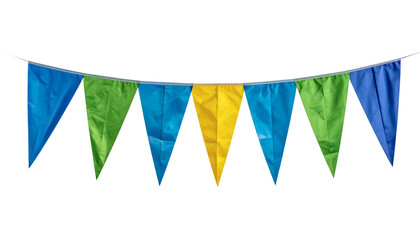 Brighten your celebration with vibrant party bunting of blue, green and yellow triangles for instant festive flair