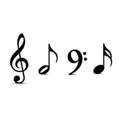 Fototapeta premium A simple black and white image of musical notes on a clean background