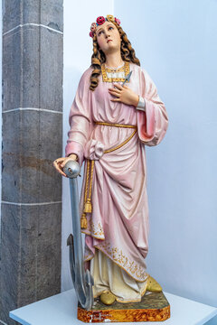 Statue representing Saint Philomena inside the Church of Bom Jesus in the parish of Rabo de Peixe, S&atilde;o Miguel, Azores, Portugal.
