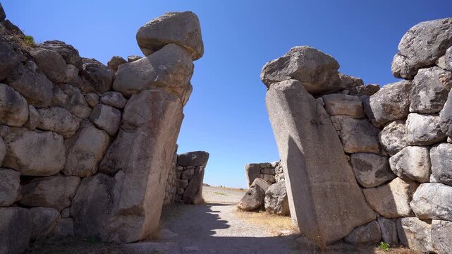 View of ruins of the entrance gate of Hattusa