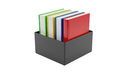 Colorful Books in a Black Storage Box
