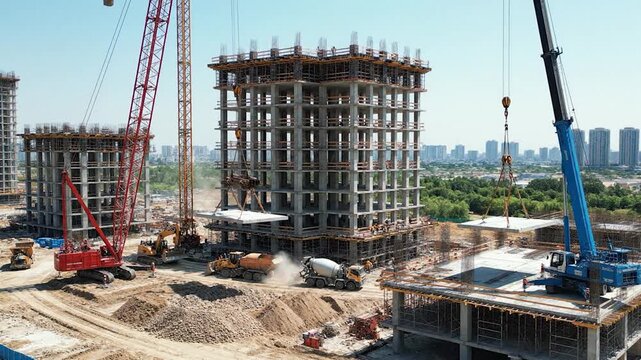 Construction Site Aerial View - Building a Modern Cityscape.