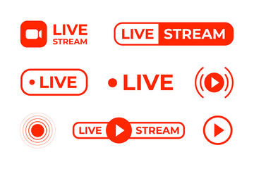 Live stream button vector icons collection