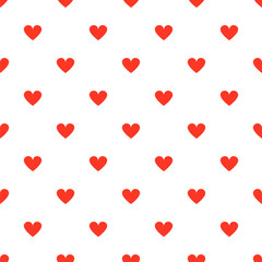 Small red hearts vector seamless pattern