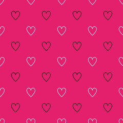 Thin line hearts vector seamless pattern