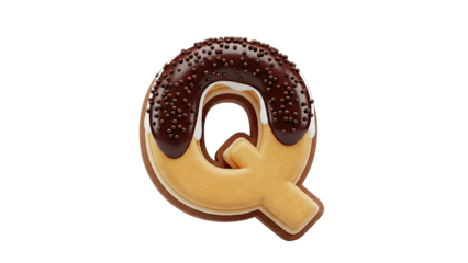 Letter Q Donut Cookie with Chocolate Glaze and Sprinkles