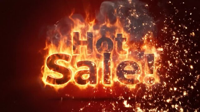 Hot Sale Announcement with Fiery Text and Explosive Effects.