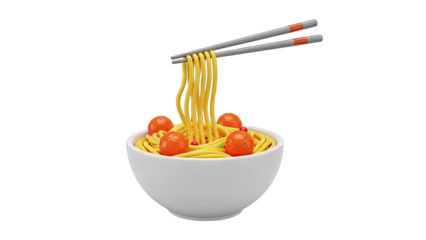 Noodles with Meatballs and Chopsticks