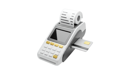 3D Render of a Point of Sale Terminal with Receipt and Credit Card