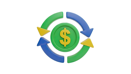 Dollar Coin with Circular Arrows