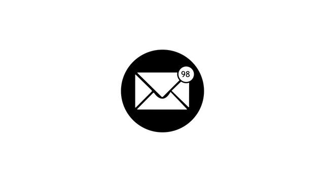 message icon animation. message box icon message animation. New message 98. Animated new message notification with a smooth pop up effect. for chat apps, email alerts, and social media notification.
