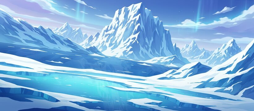 anime idyllic frozen arctic landscape - modern 2d natural setting