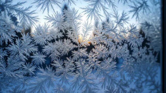 Frost Crystals Forming on Window Pane in Beautiful Time Lapse