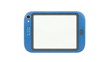 Blue rugged tablet with camera and buttons
