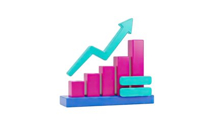 3D Bar Chart with Upward Arrow