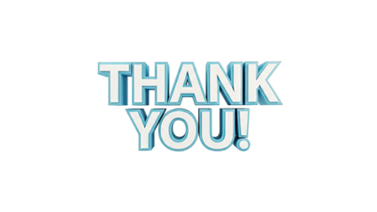 3D "Thank You!" Text with Blue and White Colors