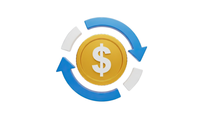 Dollar Coin with Circular Arrows