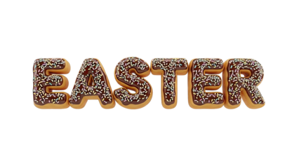 Easter text made of chocolate-frosted donuts with sprinkles