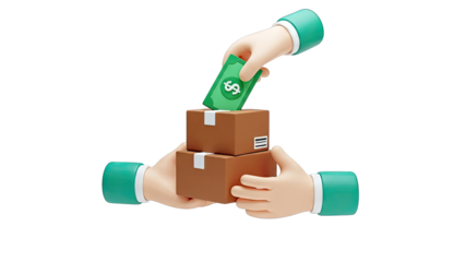 Hands Exchanging Money for Packages