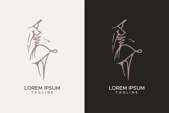 Elegant Minimalist Fashion Woman Sketch Logo Design, Hand Drawn Female Silhouette Icon for Beauty and Boutique Branding