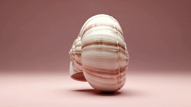 Nautilus Shell Rotating on Pink Background.