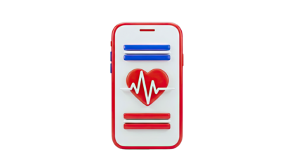 3D Smartphone with Heartbeat Monitor Icon
