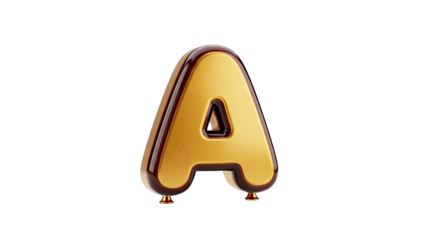 Glossy golden letter A balloon with brown edges