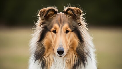 Fototapeta premium A Majestic Rough Collie Dog With Rich Fur