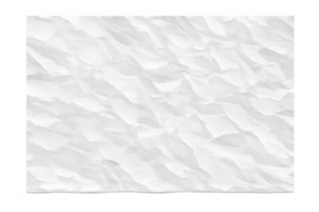 Crumpled white paper texture with creases, a realistic sheet for background, template, or mockup on transparent background