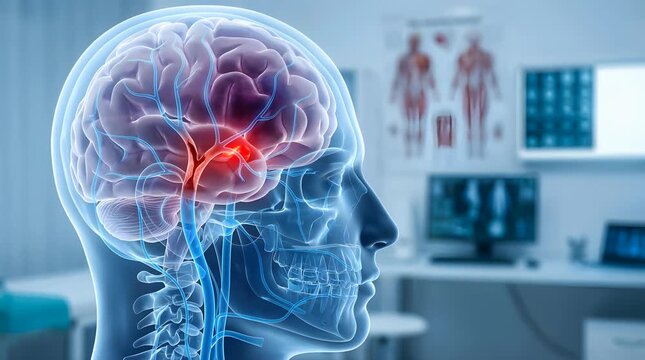 Blood Clot Blocking a Brain Blood Vessel Leading to Ischemic Stroke &ndash; Medical Visualization