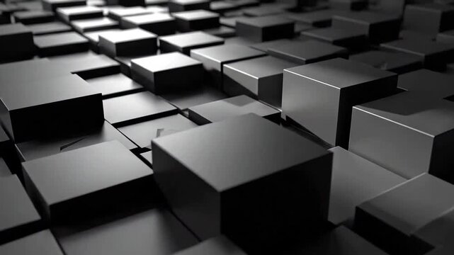 Abstract background of stacked cubes in shades of gray and black, creating a geometric pattern.