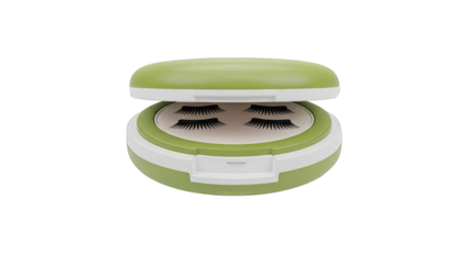 Green and White False Eyelash Case with Lashes Inside