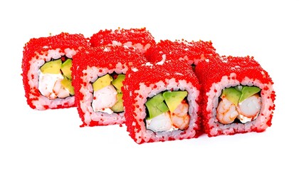 Delicious California Sushi Roll with Shrimp and Avocado.