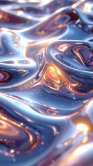 Abstract Liquid Metal Waves Futuristic Glossy Background