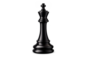 Black chess king piece standing on a transparent background representing strategy, competition, success, and leadership