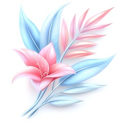 Soft Floral Bouquet with Pink Lily and Pastel Leaves