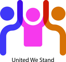 team work vector three man shape holding hand