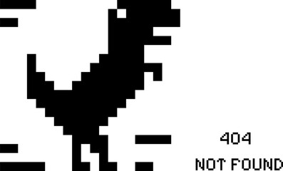 Pixel Art Vector Icons &ndash; 404 Error, Game Over Dinosaur