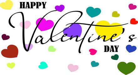 Happy valentine s day greeting card with colorful hearts