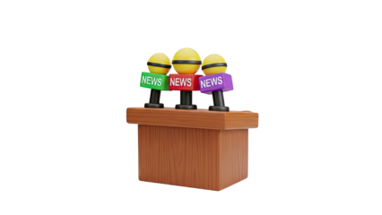 3D Render of News Microphones on a Podium