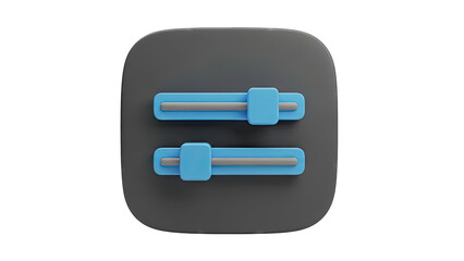 3D Rendered Icon of Two Horizontal Sliders